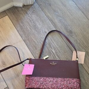 NWT Kate Spade Flash Glitter Fabric Crossbody Bag K8711 $279 (Cherrywood)